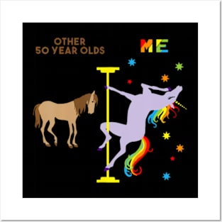 50Th Birthday Rainbow Unicorn 50 Years Old Posters and Art